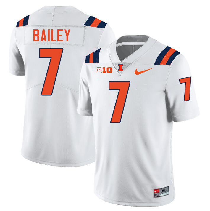 Men #7 Matthew Bailey Illinois Fighting Illini College Football Jerseys Stitched-White